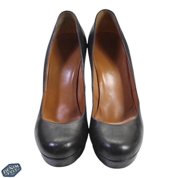 Gucci Women’s Betty Designer Black Leather Round Toe Platform Pumps/Heels - Picture 2 of 16